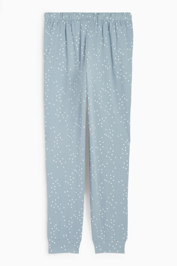 Damen - Pyjamahose - gepunktet - türkis