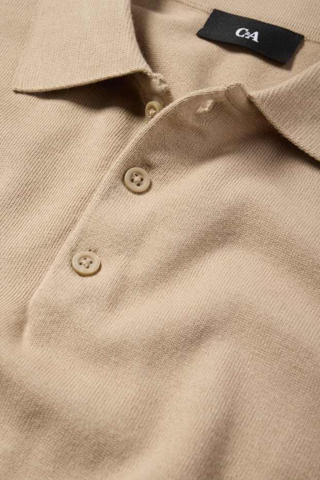 Bărbați - Tricou polo tricotat - regular fit - bej