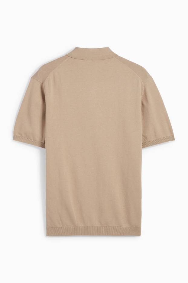 Bărbați - Tricou polo tricotat - regular fit - bej