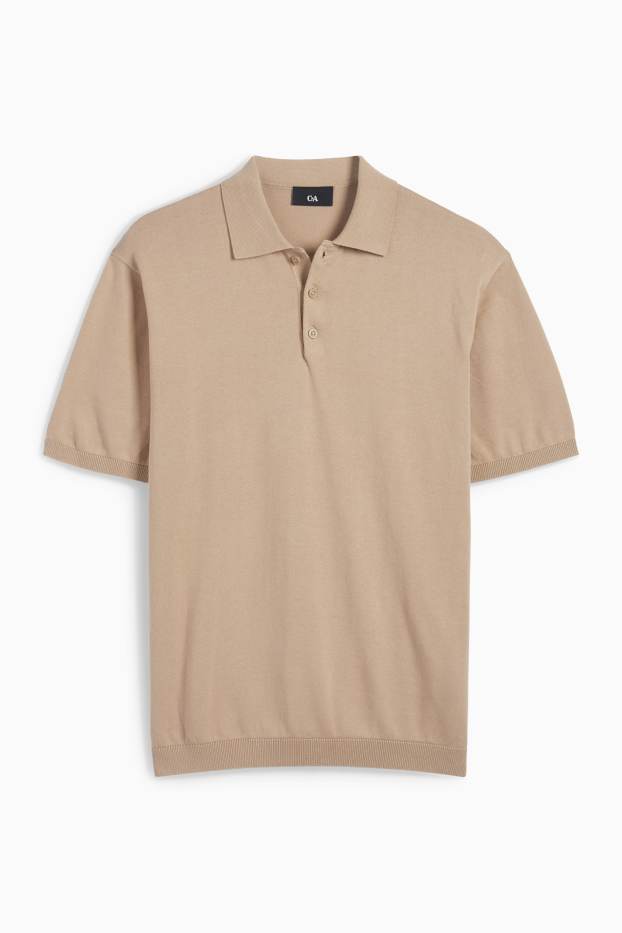 Bărbați - Tricou polo tricotat - regular fit - bej
