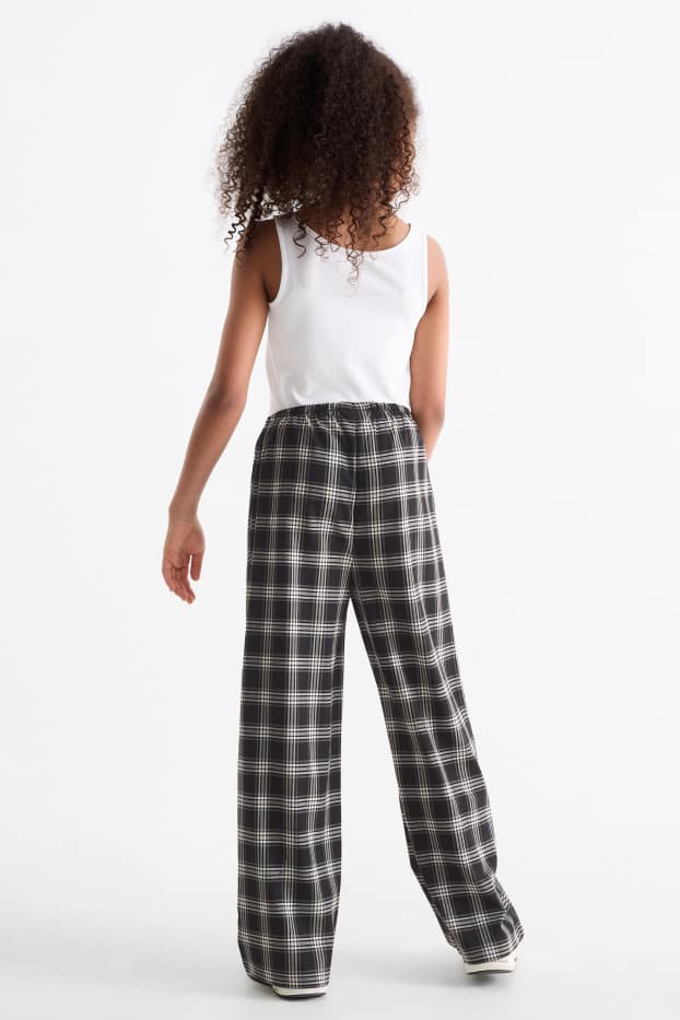 Copii - Fete - Pantaloni de stofă - în carouri - negru