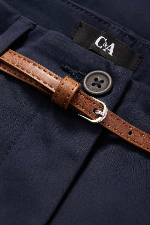Femei - Pantaloni de stofă cu curea - talie înaltă - wide leg - albastru închis