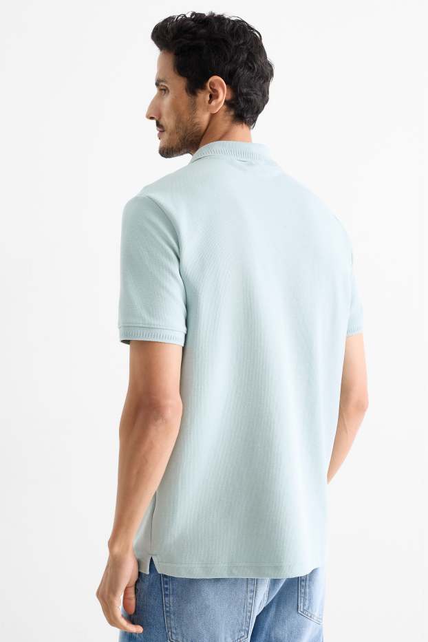 Bărbați - Tricou polo din tricot - regular fit - structurat - albastru deschis