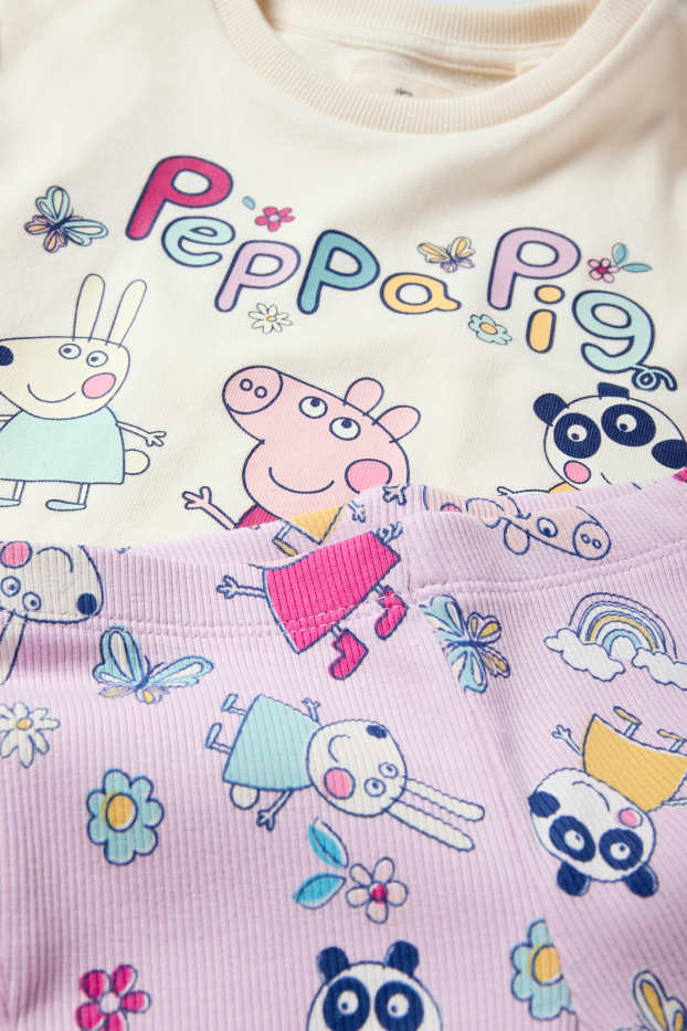 Copii - Fete - Purcelușa Peppa - set - bluză de molton și colanți evazați - 2 piese - alb-crem