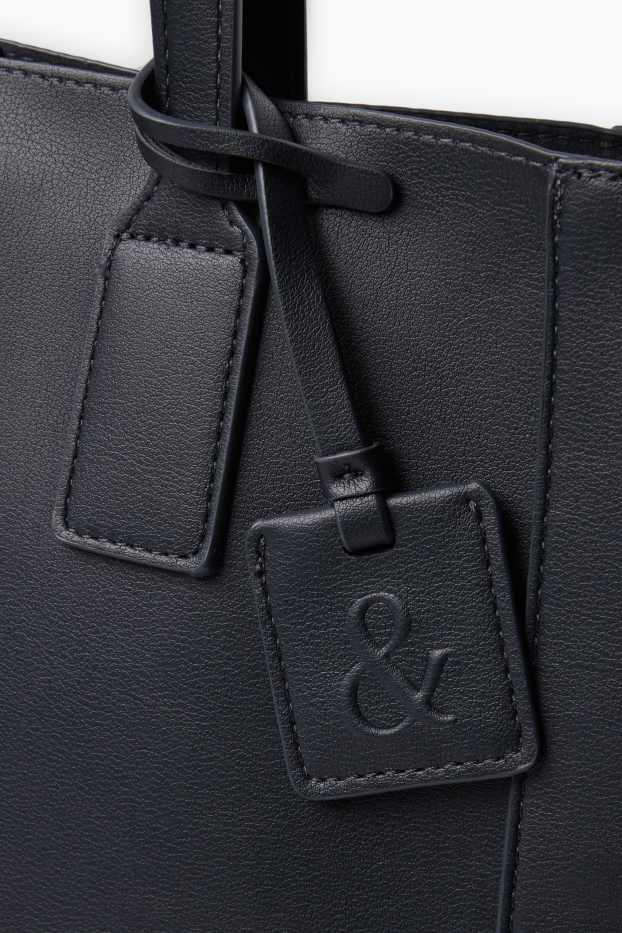 Femei - Geantă shopper mare - imitație de piele - albastru închis