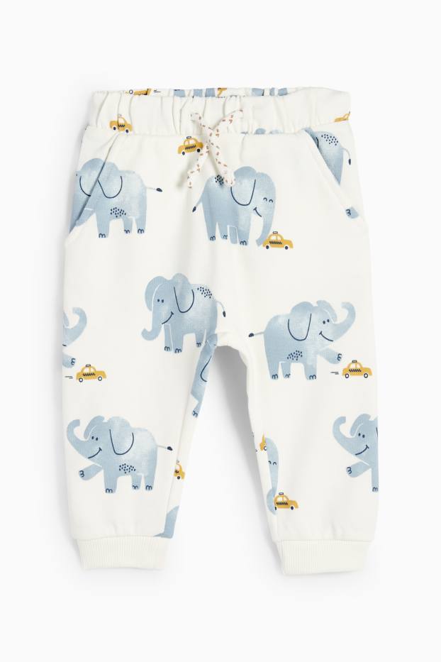 Bebeluși - băieți - Elefant - compleu bebeluși - 3 piese - alb / albastru