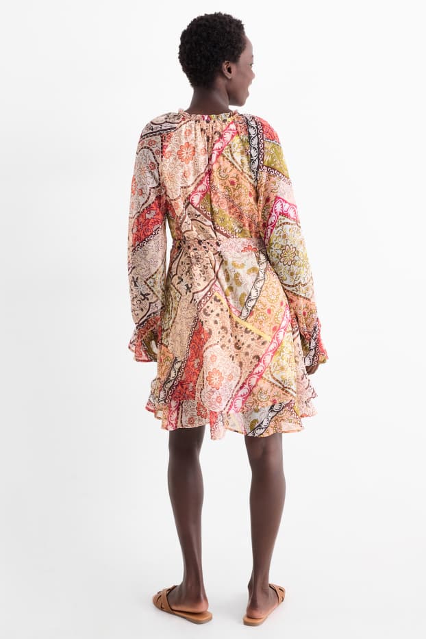 Femei - Rochie din șifon - cu model - multicolor