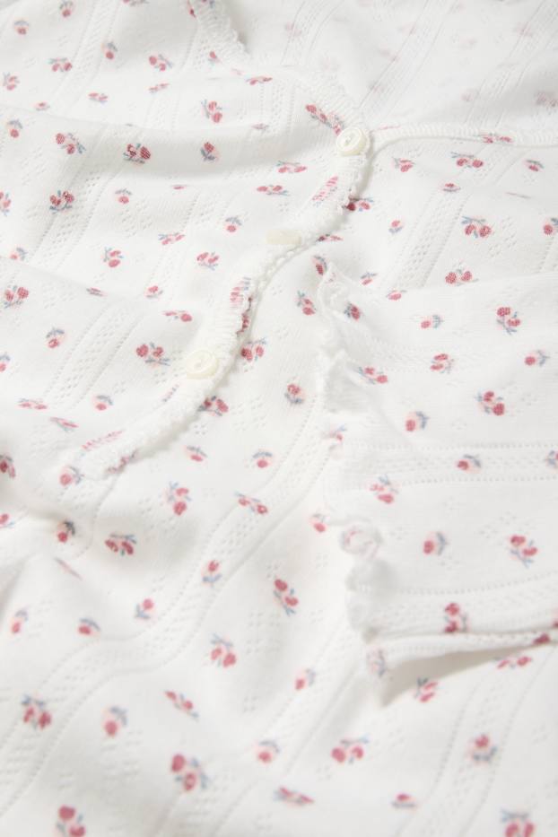 Femei - Pijama - cu flori - alb