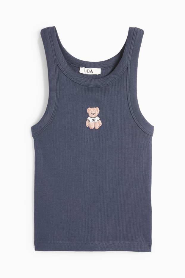 Dámské - Top - žebrovaný - tmavomodrá