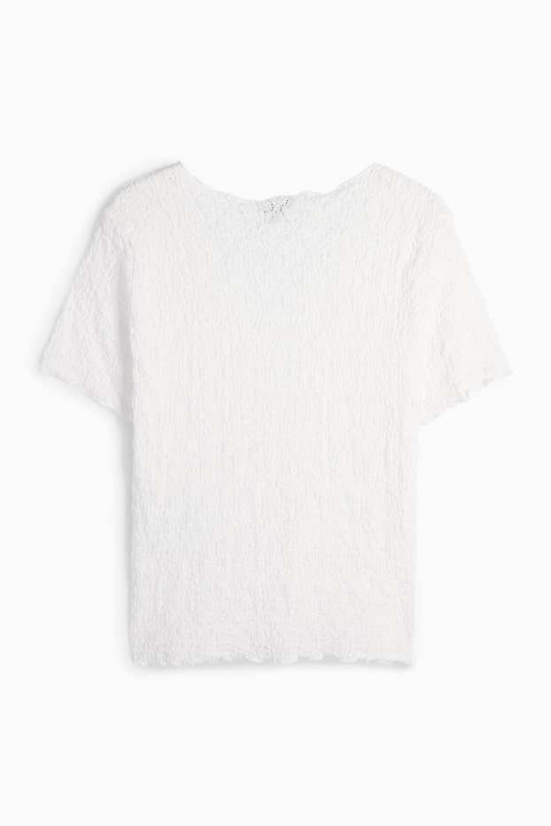 Femei - Tricou - regular fit - structurat - alb