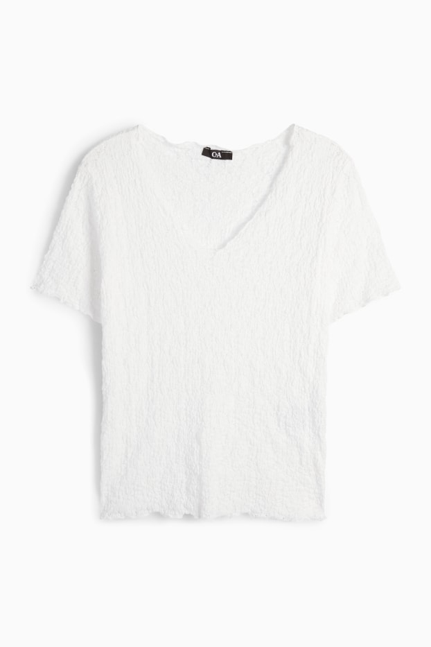 Femei - Tricou - regular fit - structurat - alb