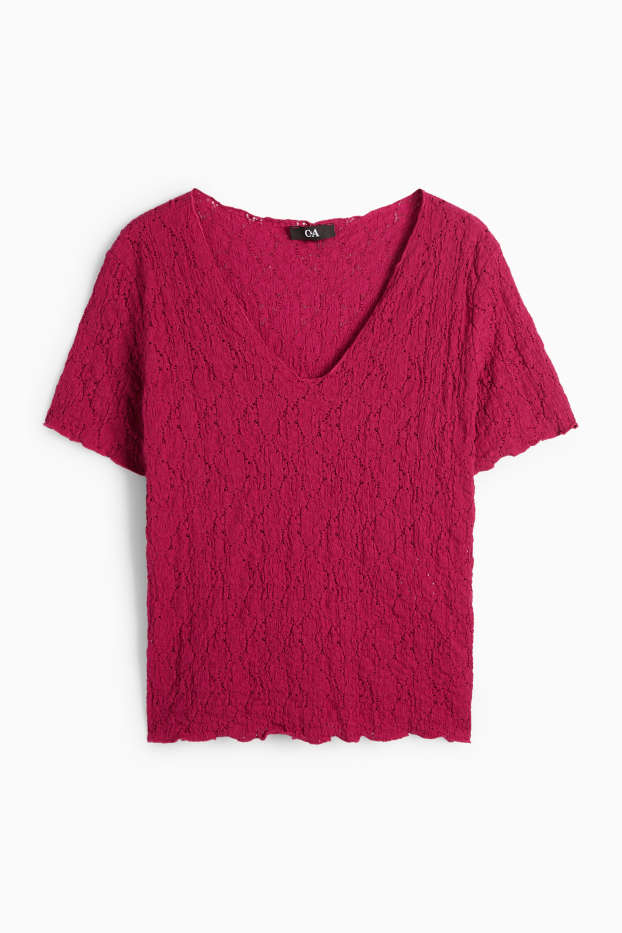 Femei - Tricou - regular fit - structurat - roz