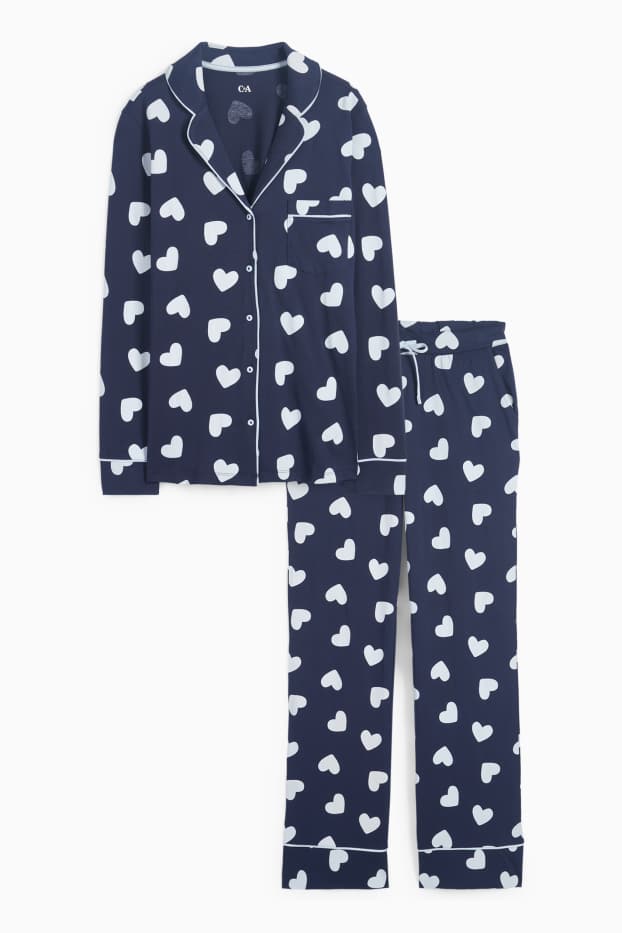 Femei - Pijama - cu model - albastru închis