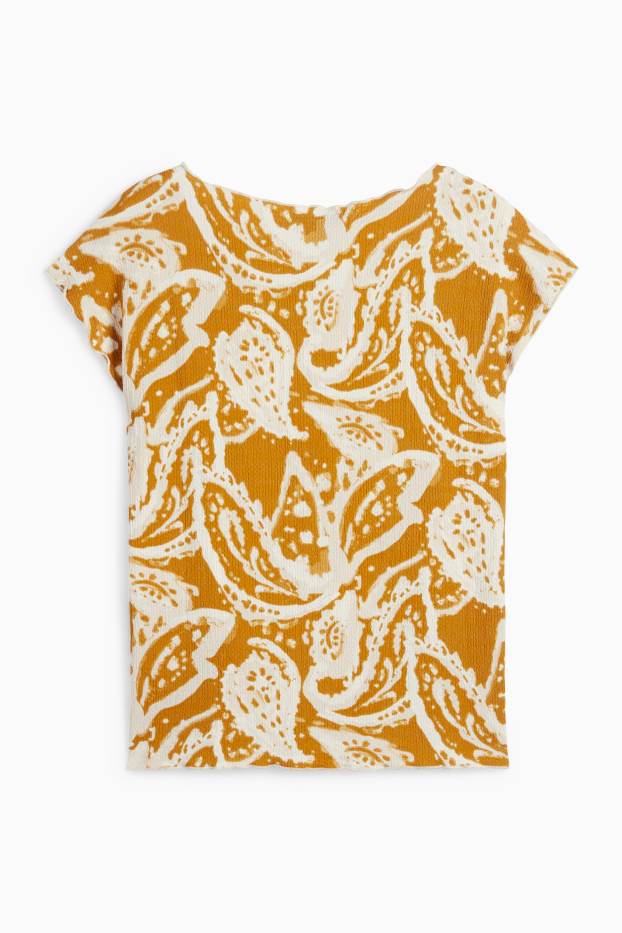 Femei - Tricou - regular fit - cu model - structurat - galben