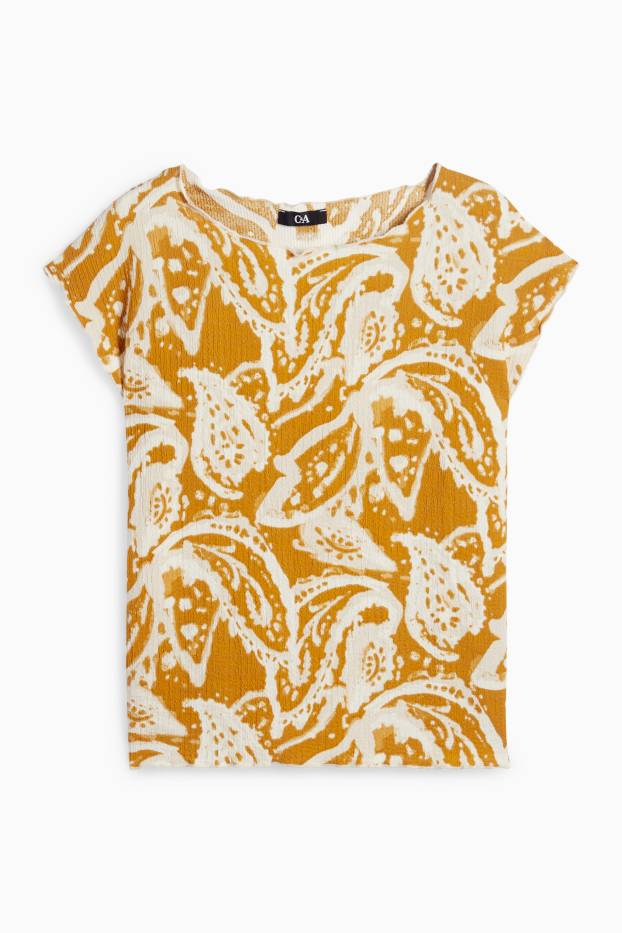 Femei - Tricou - regular fit - cu model - structurat - galben