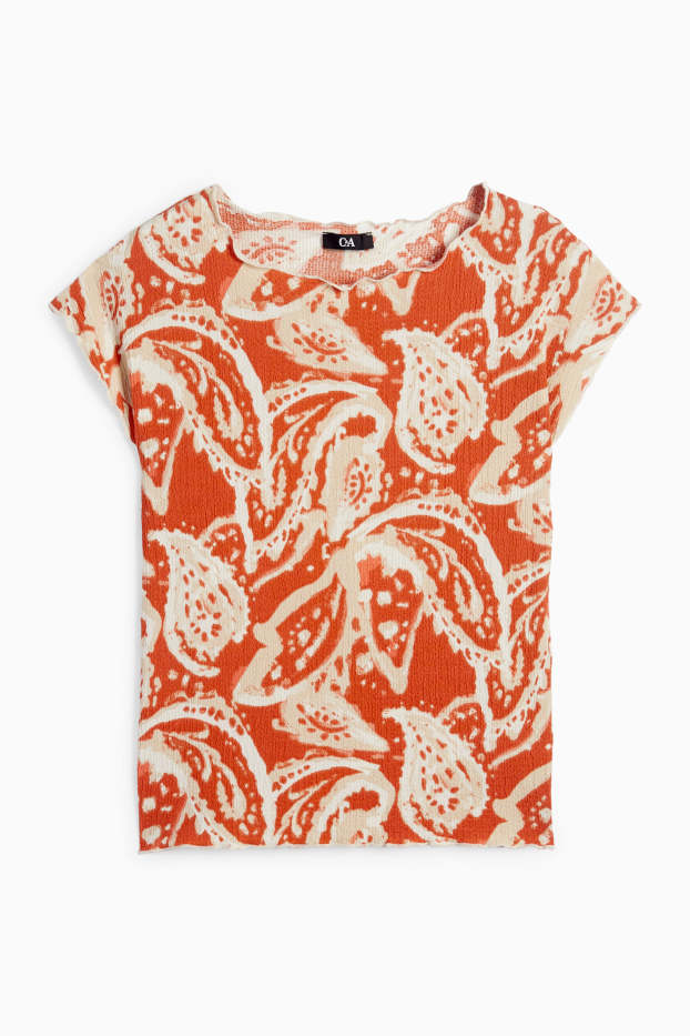 Femei - Tricou - regular fit - cu model - structurat - portocaliu