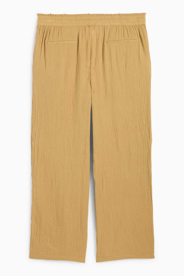 Femei - Pantaloni de stofă - talie medie - comfort fit - structurați - galben muștar