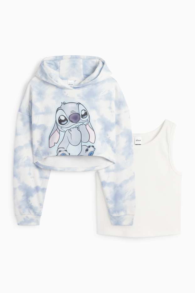 Copii - Fete - Lilo & Stitch - set - hanorac și top - 2 piese - alb / albastru deschis