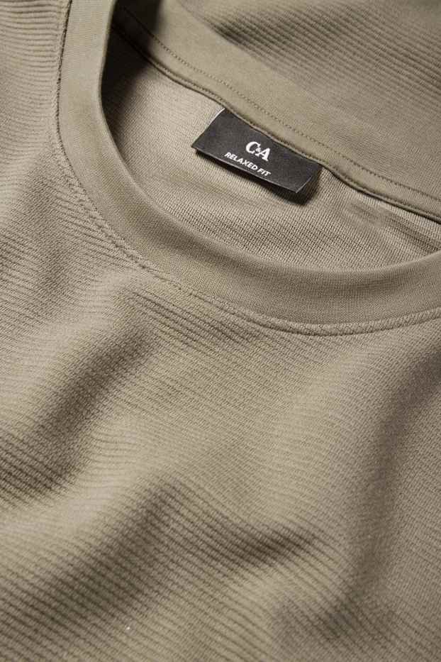 Bărbați - Tricou - relaxed fit - reiat - kaki
