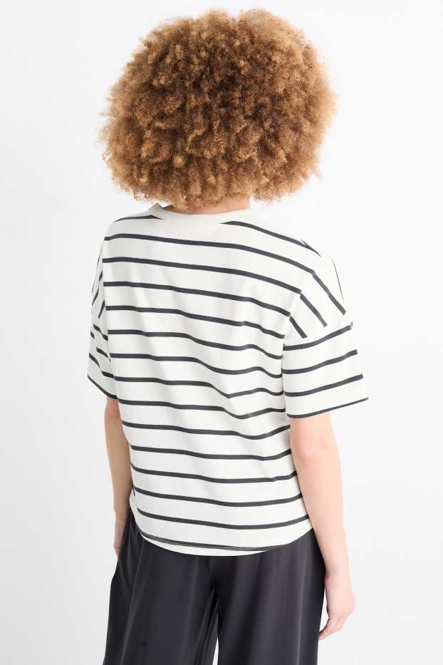 Femei - Tricou - supradimensionat - cu dungi - alb / negru