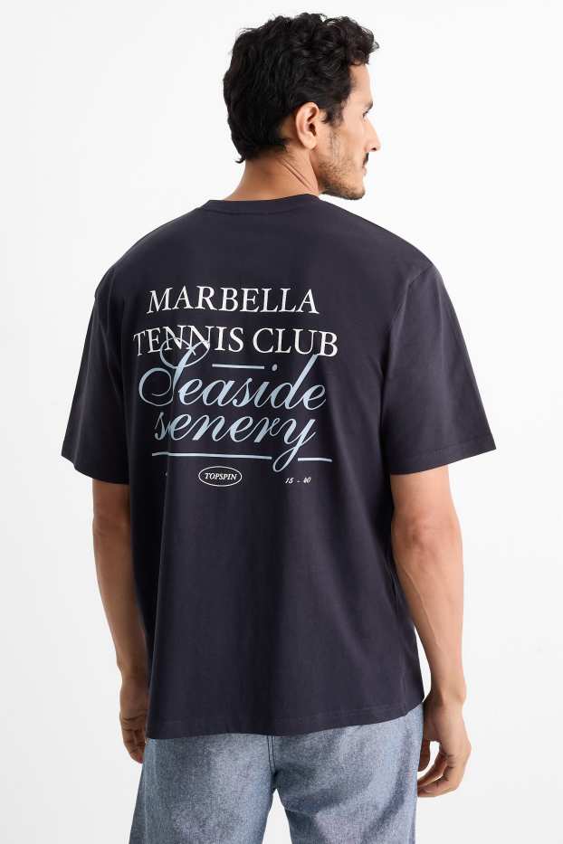 Hommes - T-shirt - relaxed fit - bleu foncé