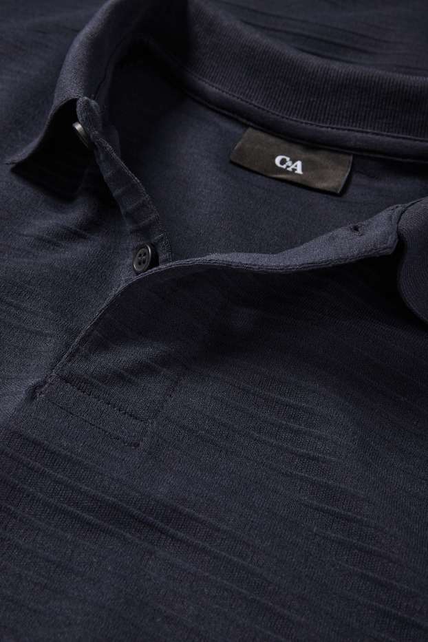 Bărbați - Tricou polo - regular fit - reiat - albastru închis