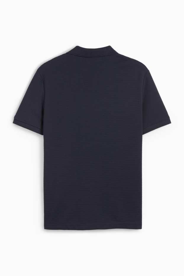 Bărbați - Tricou polo - regular fit - reiat - albastru închis