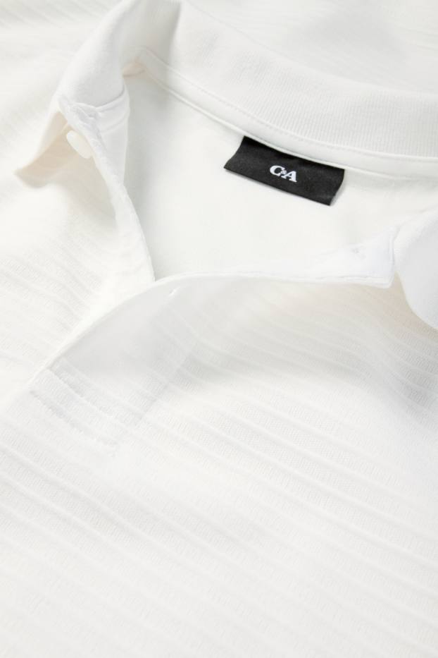 Bărbați - Tricou polo - regular fit - reiat - alb