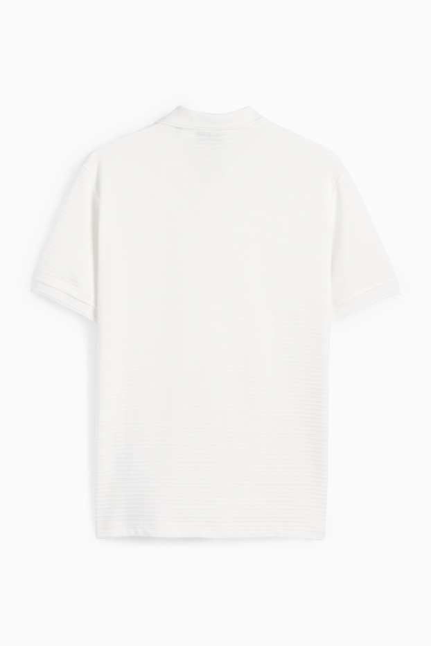 Bărbați - Tricou polo - regular fit - reiat - alb
