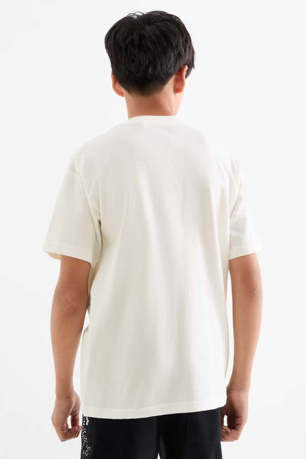 Copii - Băieți - Tricou cu mânecă scurtă - structurat - alb
