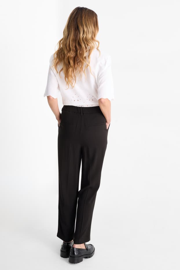 Femei - Pantaloni de stofă - talie înaltă - tapered fit - negru