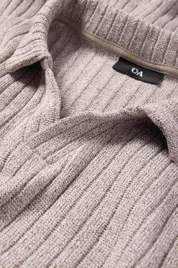 Bărbați - Tricou polo din tricot - reiat - bej