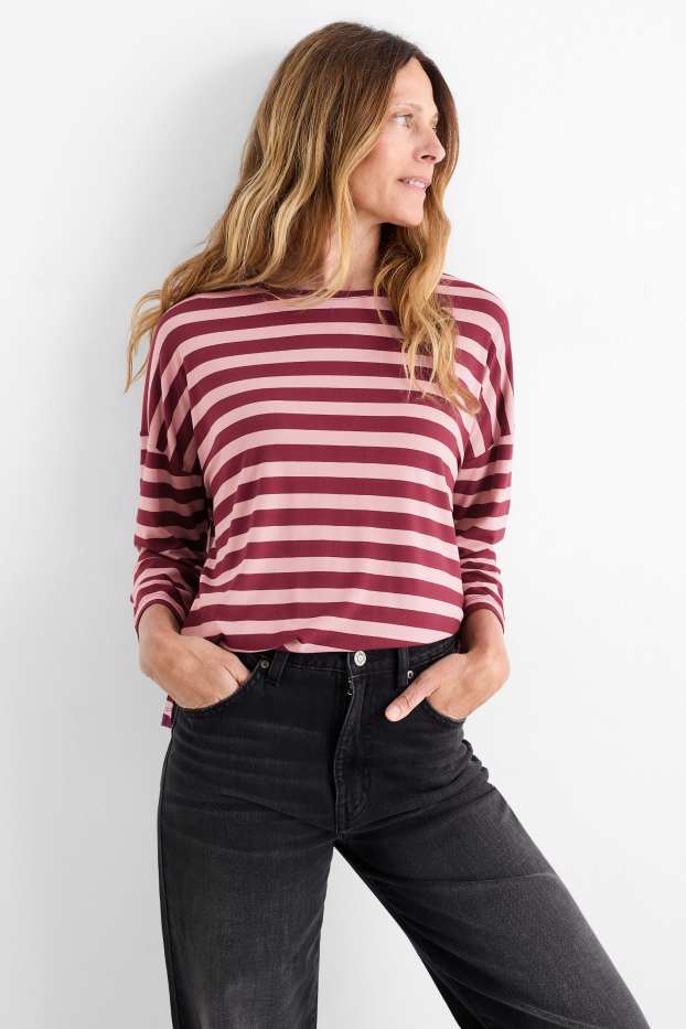 Femei - Multipack 2 buc. - tricou cu mânecă lungă - regular fit - bordo