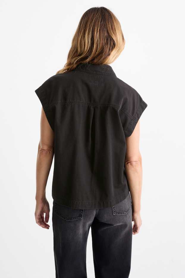 Femei - Bluză fără mâneci din denim - negru