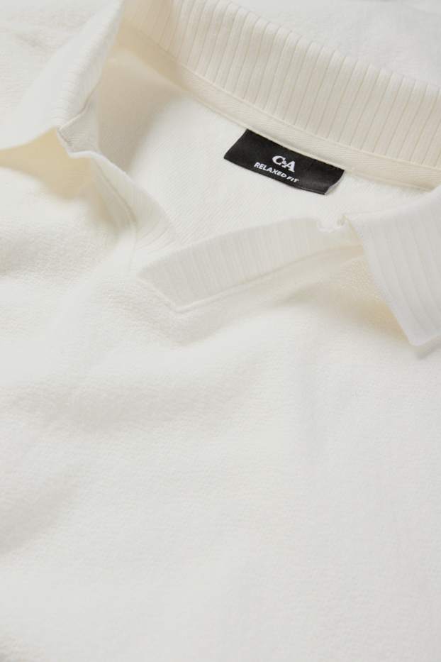 Bărbați - Tricou polo tricotat - regular fit - alb