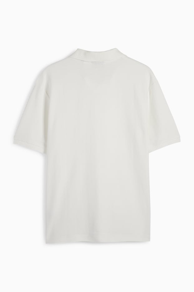 Bărbați - Tricou polo tricotat - regular fit - alb
