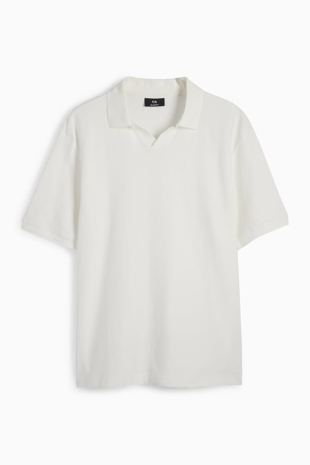 Bărbați - Tricou polo tricotat - regular fit - alb