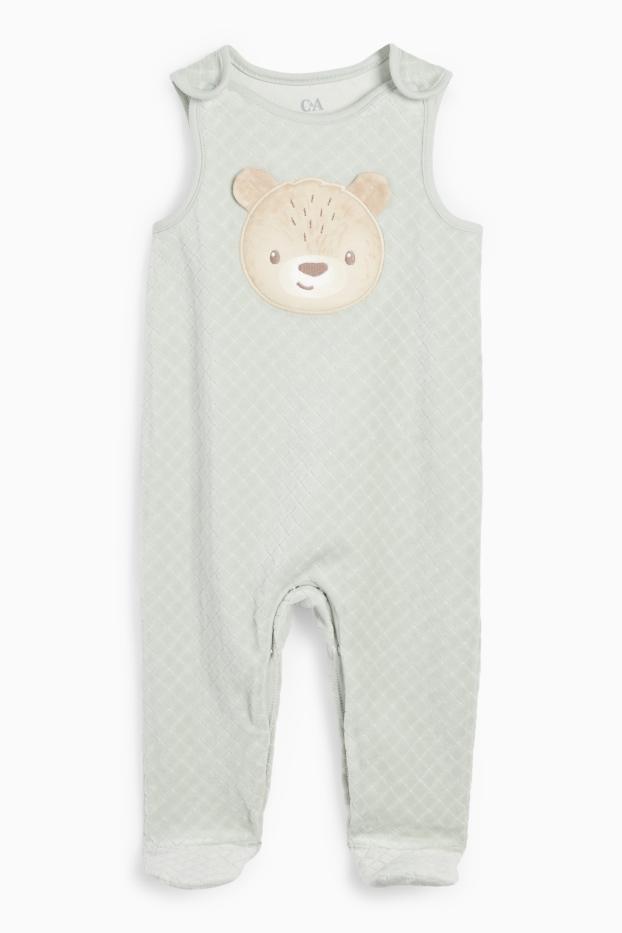 Unisex - Ursuleți - set salopetă - 2 piese - verde mentă