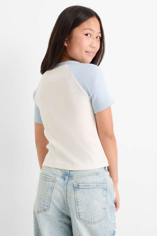 Copii - Fete - Lilo & Stitch - tricou cu mânecă scurtă - reiat - alb