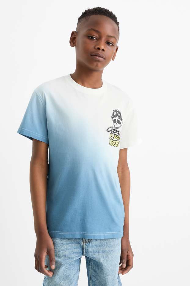 Copii - Băieți - Schelet - tricou cu mânecă scurtă - cu model - albastru deschis