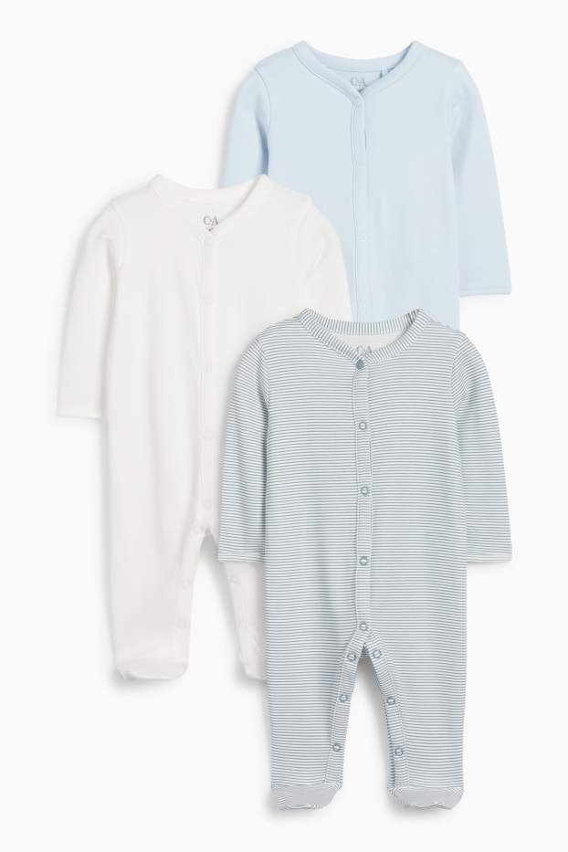 Bebeluși - băieți - Multipack 3 buc. - pijama salopetă bebeluși - albastru deschis