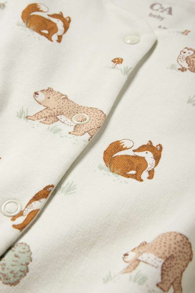 Unisex - Animale din pădure - pijama salopetă bebeluși - verde mentă