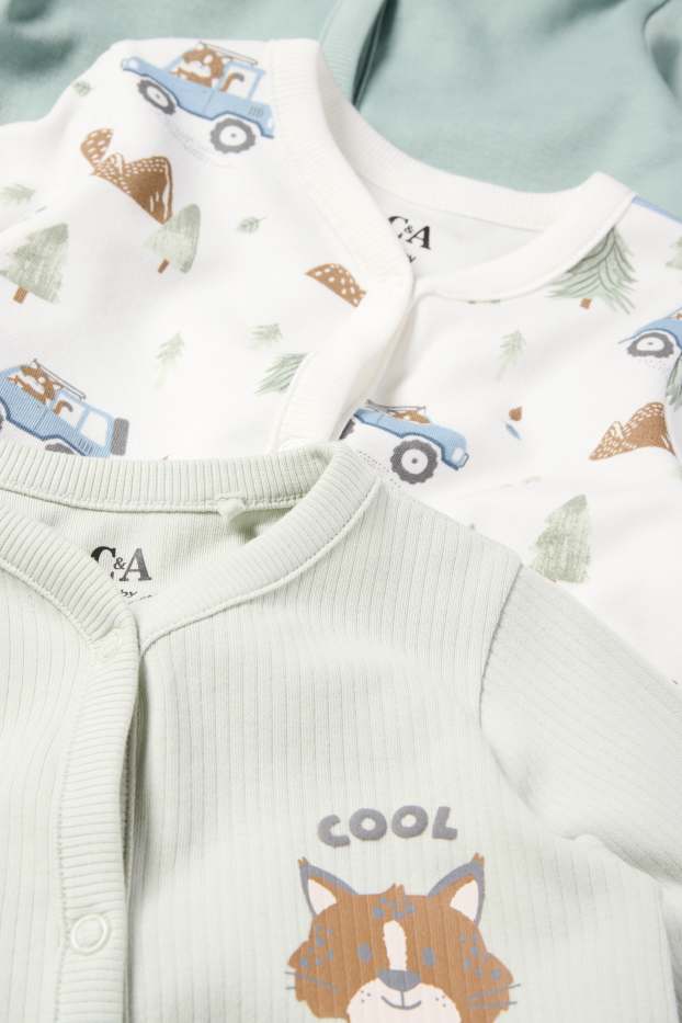 Bebeluși - băieți - Multipack 3 buc. - veverițe - pijama salopetă bebeluși - verde mentă
