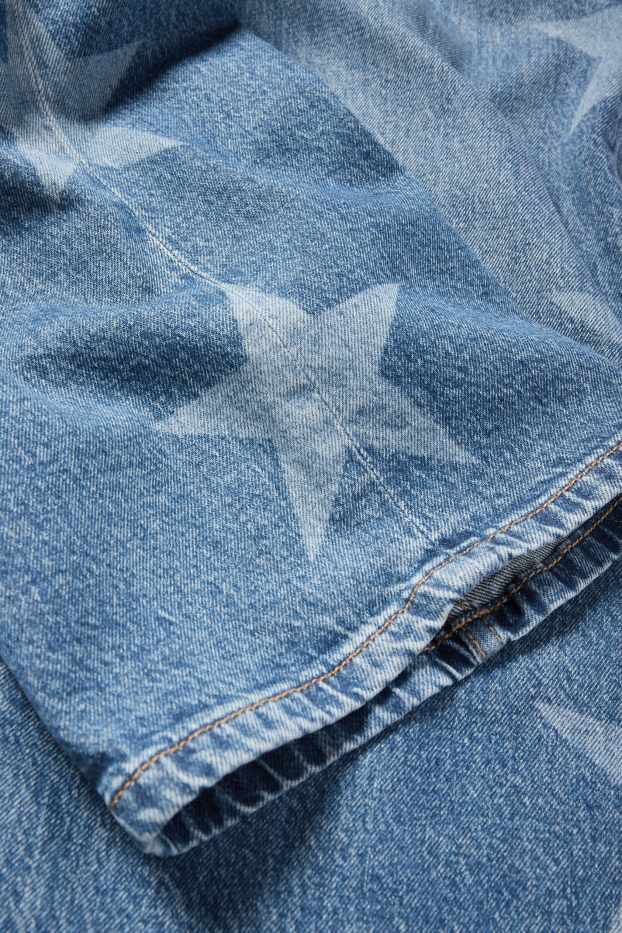 Copii - Fete - Stea - wide leg jeans - denim-albastru
