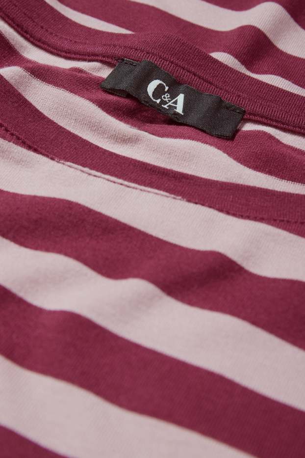 Femei - Tricou - regular fit - cu dungi - roz / roșu închis