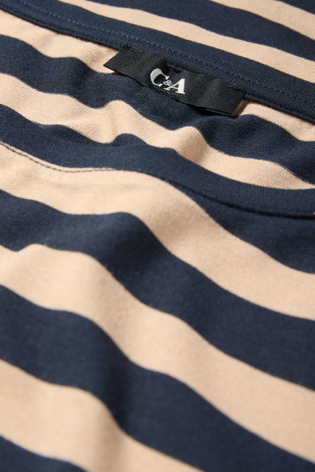 Femei - Tricou - regular fit - cu dungi - albastru / bej