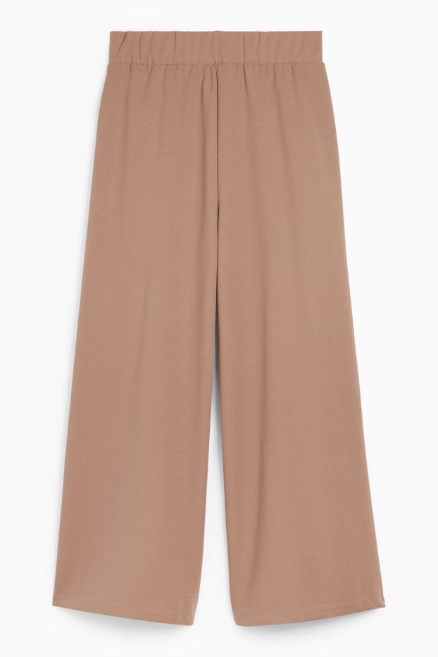 Femei - Pantaloni din jerseu - talie medie - palazzo - maro deschis