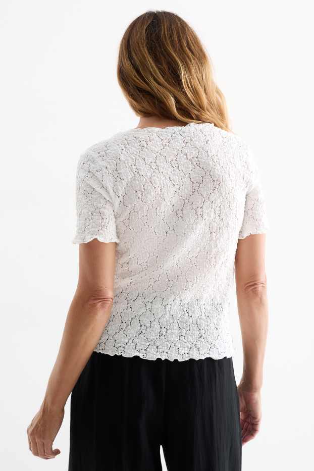 Femei - Tricou - regular fit - structurat - alb