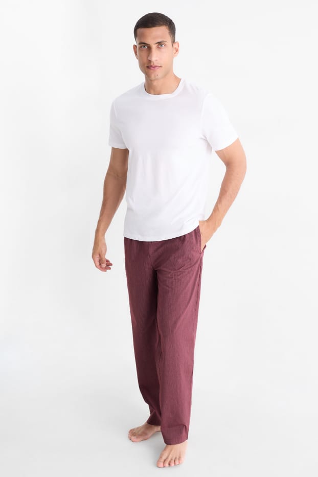 Bărbați - Pantaloni de pijama - cu dungi - bordo