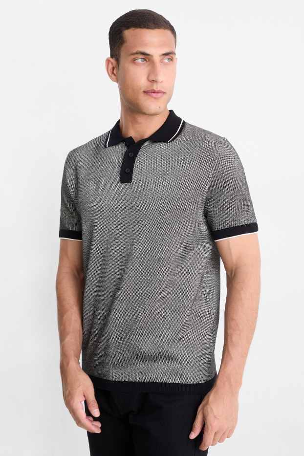 Bărbați - Tricou polo tricotat - regular fit - gri
